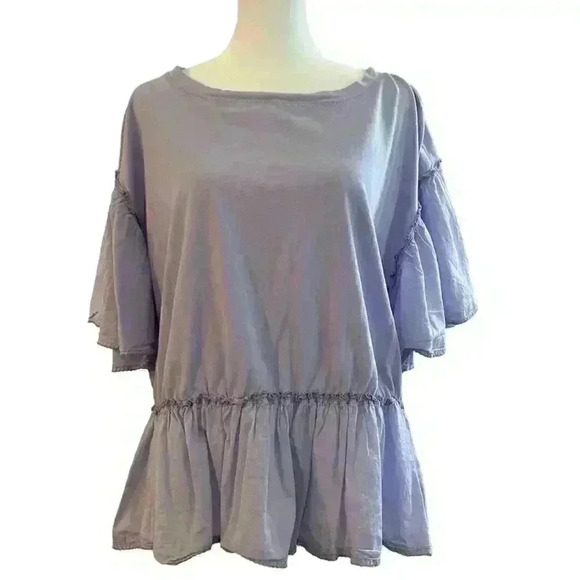 By Anthropologie Babydoll Top Light Lavender Color Cotton Size Large - Picture 4 of 12